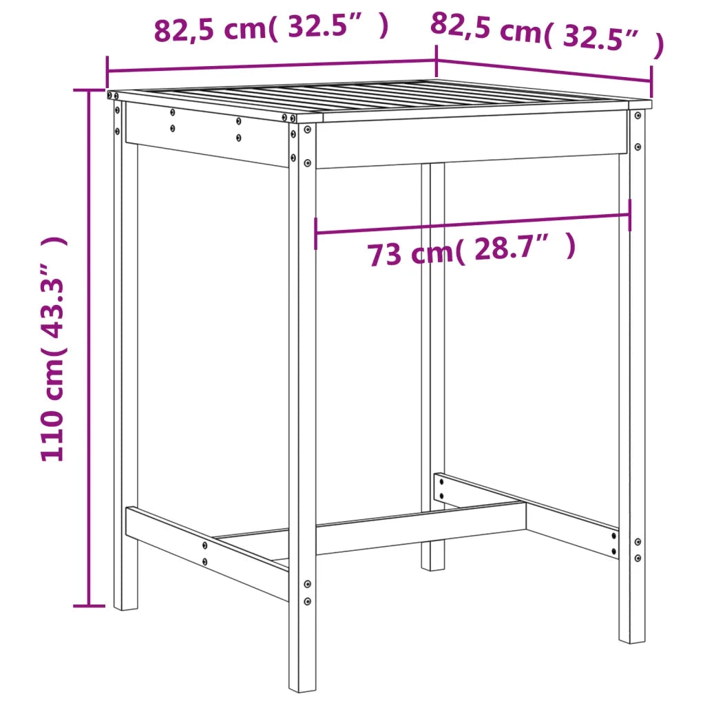 Set Bar da Giardino 3 pz Bianco in Legno Massello di Pino 3157794