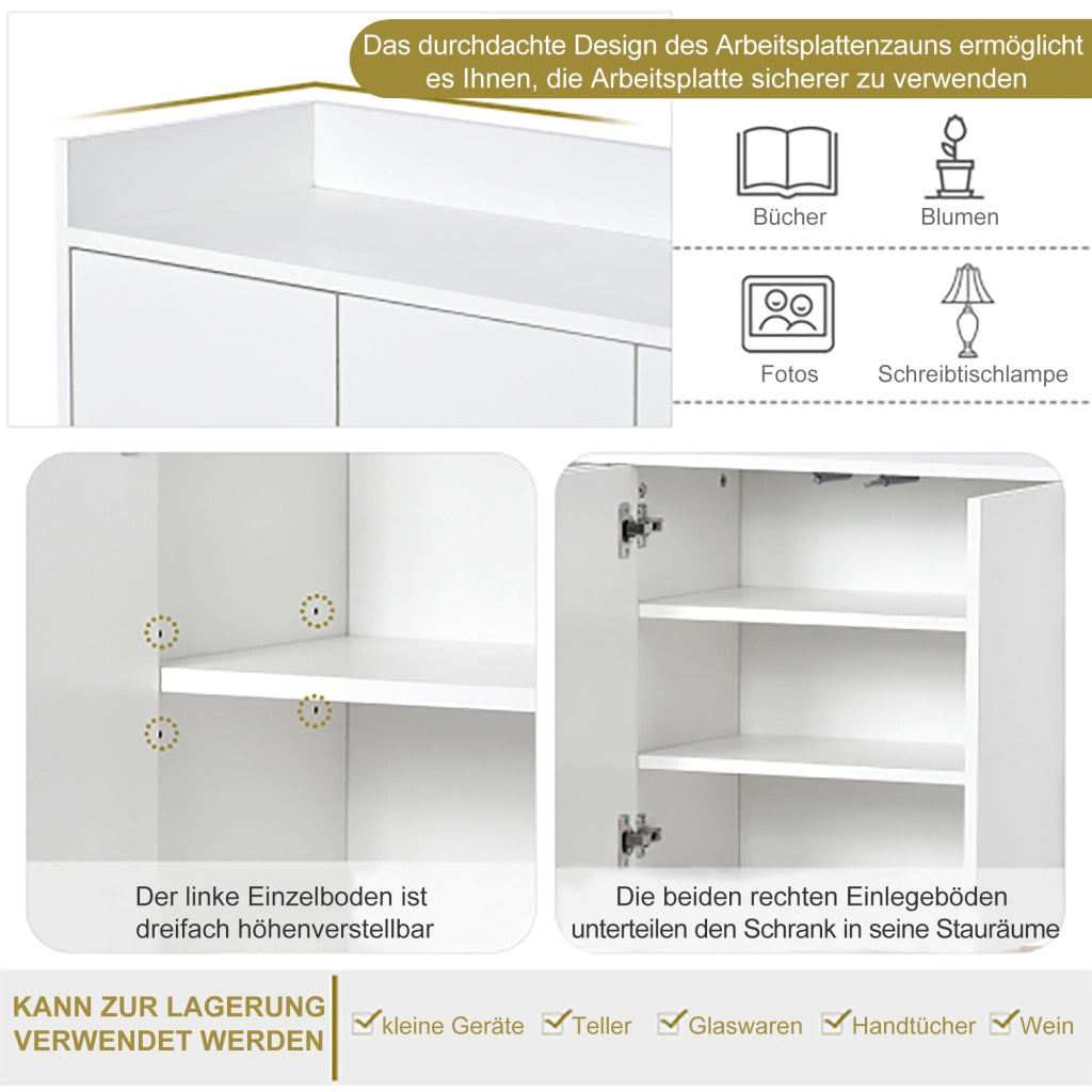 Credenza 4 Ante senza Maniglie ¨C MINIMAL ¨C Bianco, Stile Moderno