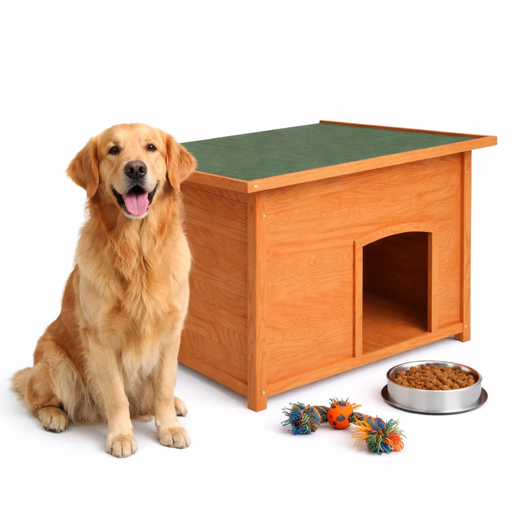 Cuccia per Cani in Legno da Esterno Tetto Apribile Impermeabile 116x79x81cm