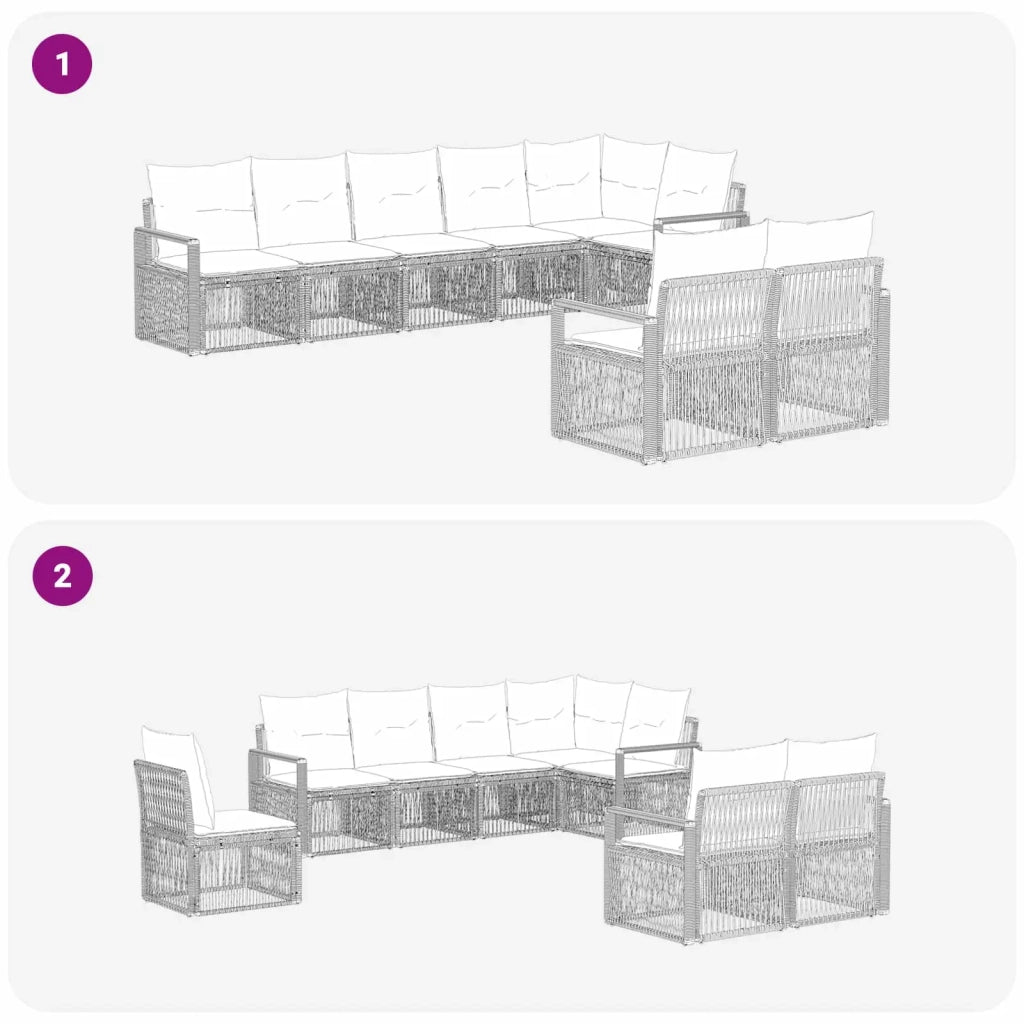 Set Divano da Giardino 8 pcs Nero polyrattan 3435772