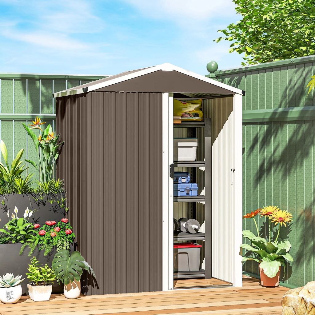 Casetta da Giardino in Acciaio ¨C zephmum ¨C Marrone, 136x87x179 cm