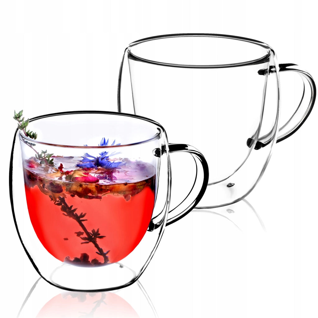 KADAX Tazza in Vetro con Manico Doppia Parete 250ml 2 pz