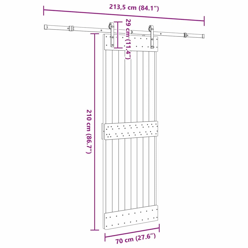 Porta scorrevole NARVIK Naturale e Nero 70 x 210 cm (213,5 cm) 3445257