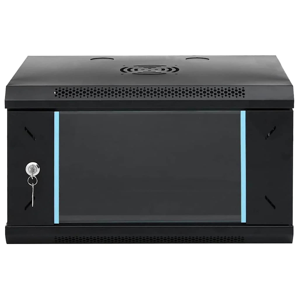 Armadio di rete moderno a parete con vano portaoggetti interno 53 x 45 x 30 cm sicuro acciaio nero 02_0059076