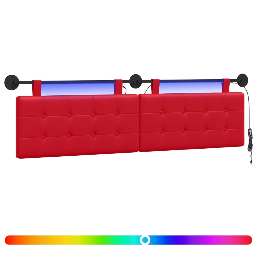 Testiera sospesa Con luce LED Rosso Similpelle 3424466