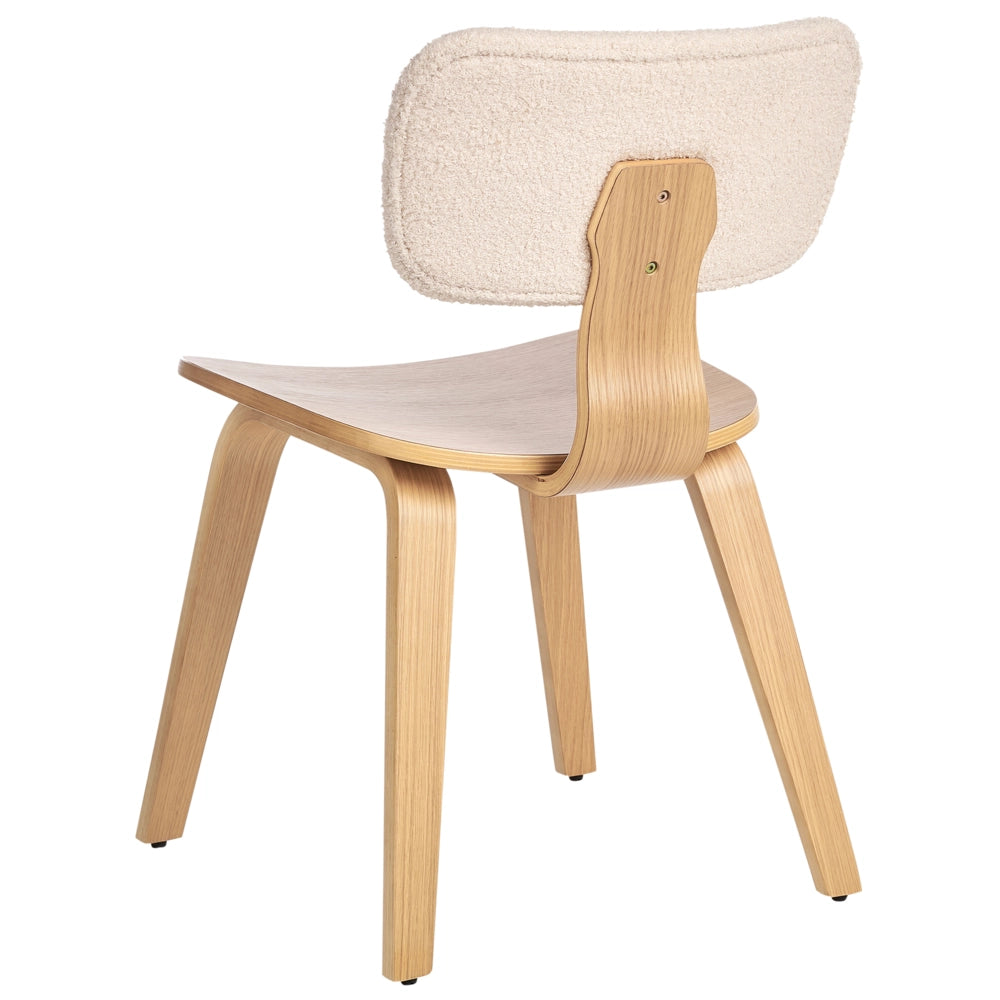 Set di 2 sedie da pranzo in legno chiaro e tessuto boucle di poliestere beige Gambe in legno di betulla Stile tradizionale retrò