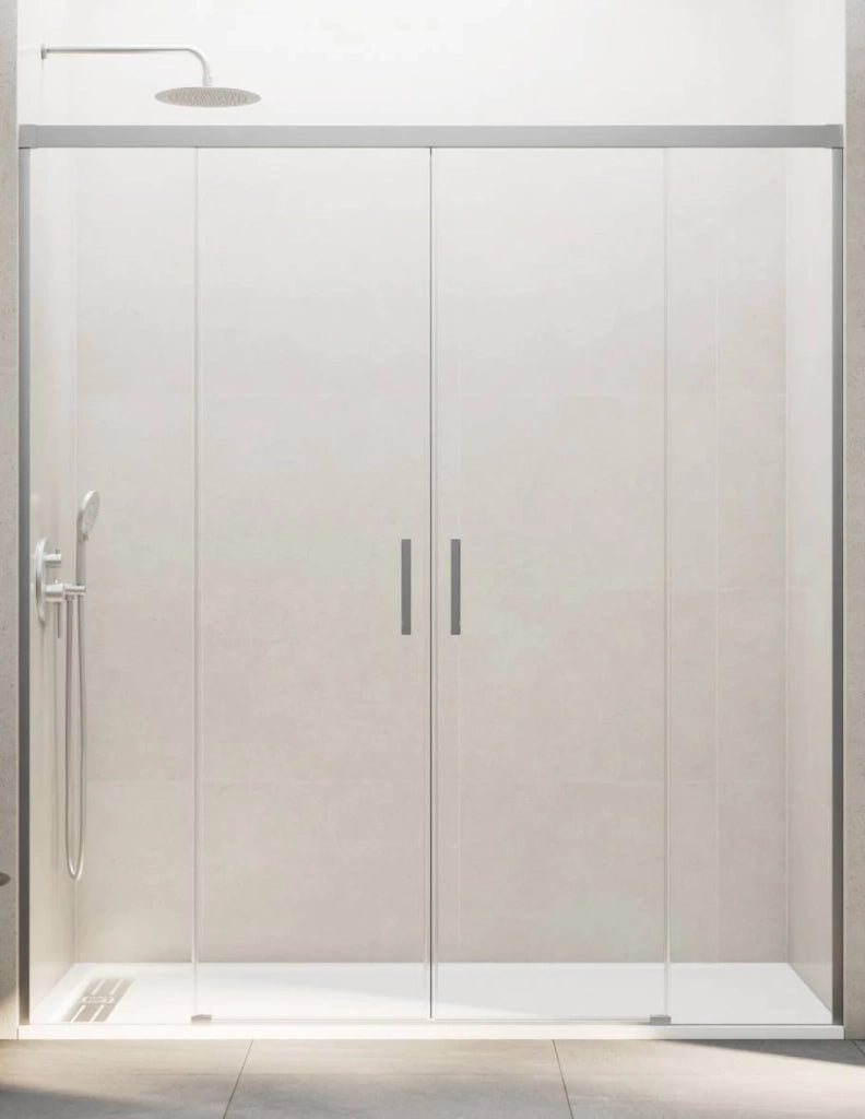 Porta doccia scorrevole 2+2 THALASSA (BASIC) 210 cm Profilo Nichel vetro trasparente