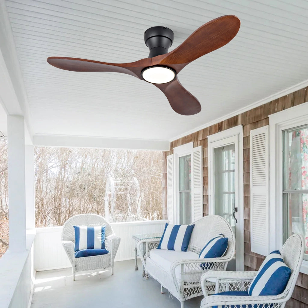 Ventilatore da soffitto 42 pollici con illuminazione e telecomando, 3 pale legno massello sagomate, 3CCT dimmerabile, 6 velocit¨¤ silenzioso