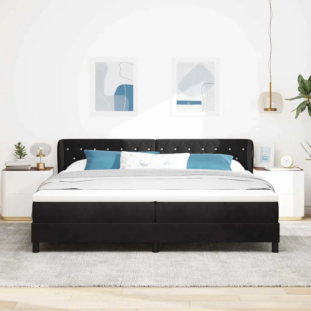 Letto a molle con materasso Nero 200 x 200 cm Velluto 3340354