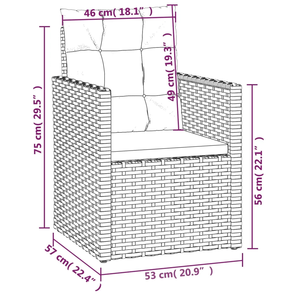 Poltrona da Giardino con Cuscini Grigia in Polyrattan CFW6812846
