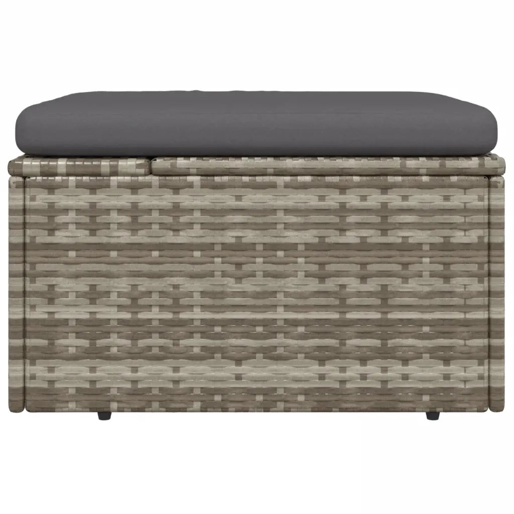 Poggiapiedi Giardino con Cuscino Grigio 55x55x30 cm Polyrattan 318668