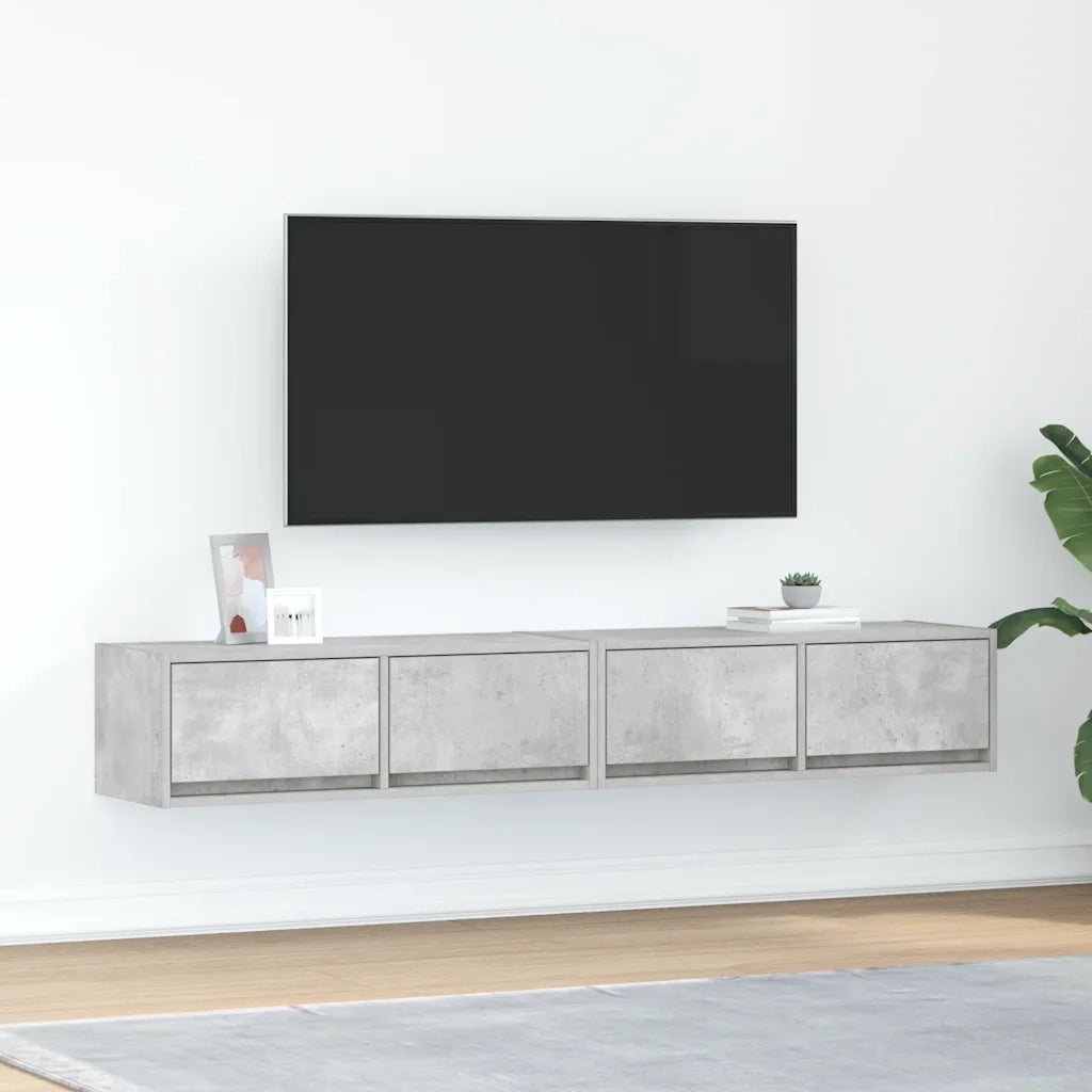 Mobili TV 2 pz-Set di 2 Credenza per TV Grigio Cemento 80x31x25,5cm in Legno Multistrato 248519