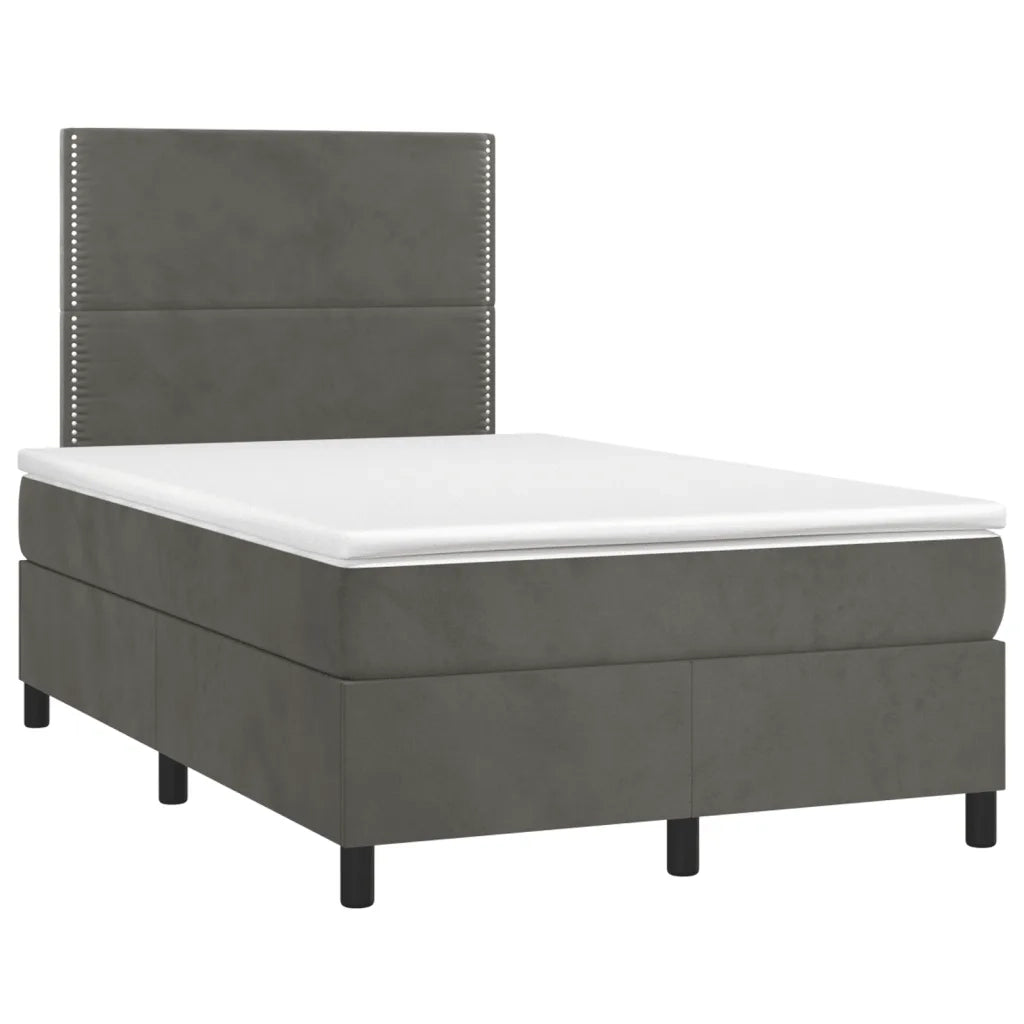 Giroletto a Molle con Materasso Grigio Scuro 120x190 cm Velluto 3269990
