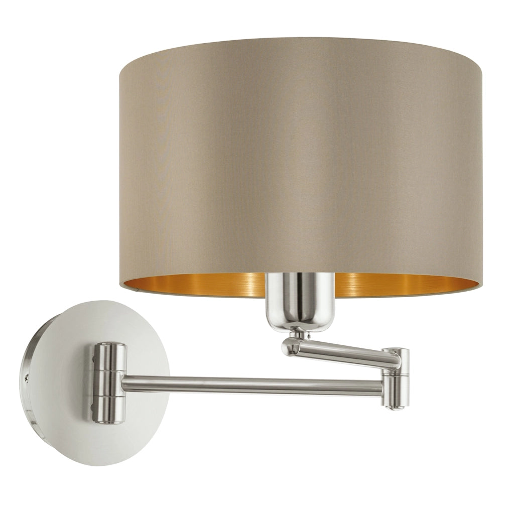Applique Contemporanea Maserlo Acciaio Nichel Satinato 1 Luce E27