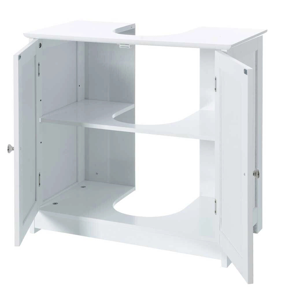 Mobile Bagno Sotto Lavabo Legno MDF Armadietto Mobiletto 2 Ante 60x30cm Bianco