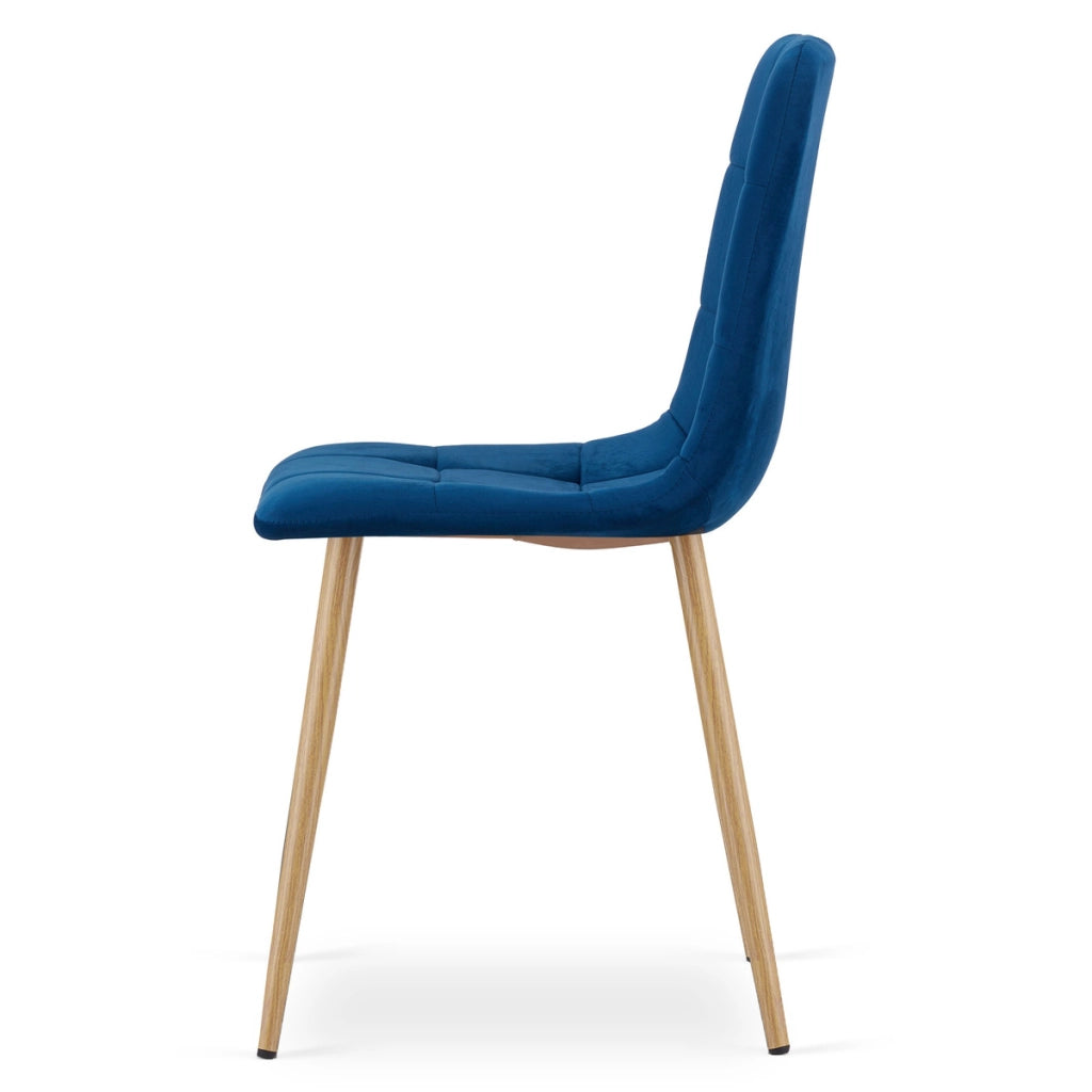 Set di 2 sedie Kara in velluto blu e gambe effetto legno