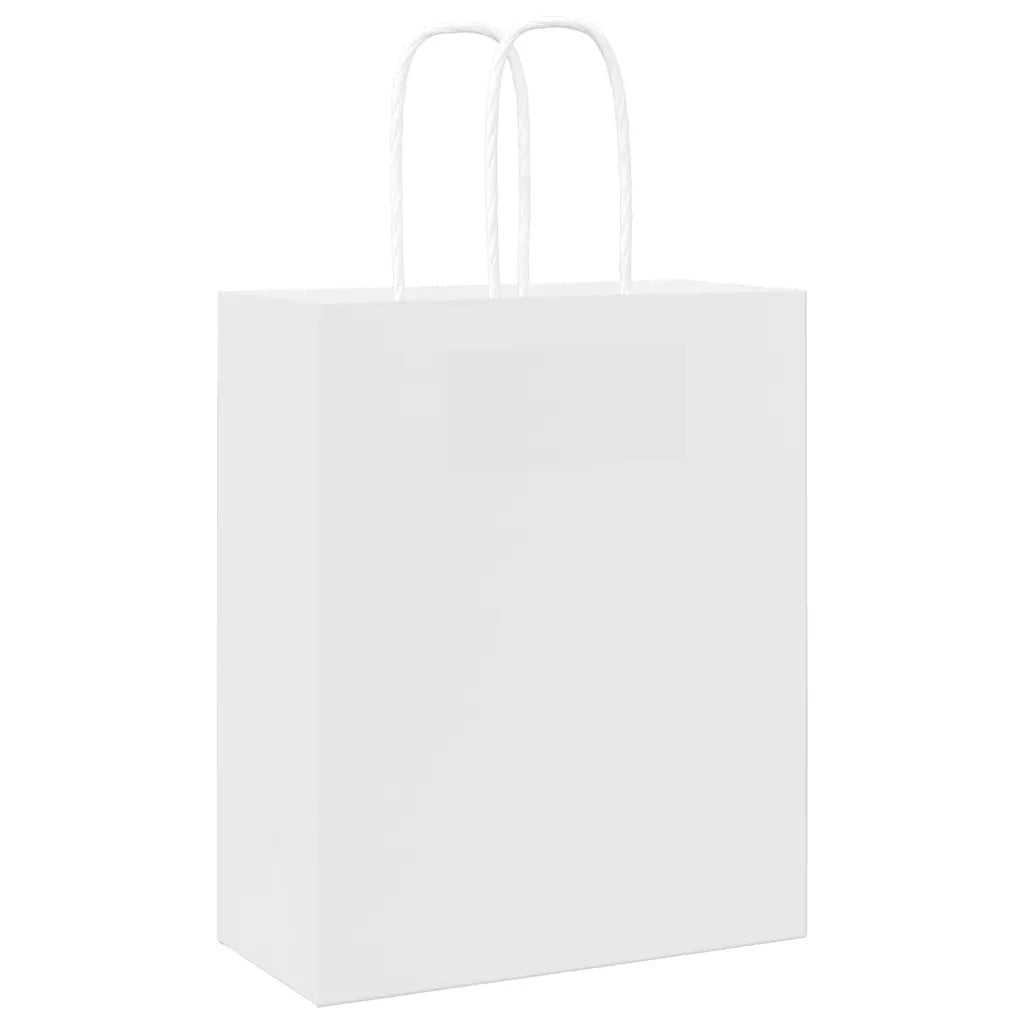 Sacchetti di Carta 250 pz con Manici Bianchi 18x8x22 cm