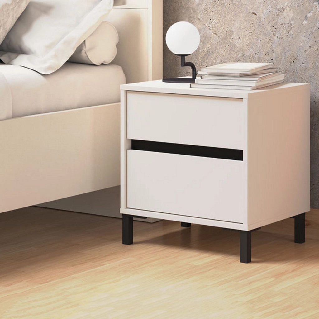 Combatte, Comodino un Ripiano, 48x40x55h cm Bianco