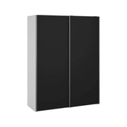 Guardaroba 2 ante Maurice, Mobile camera da letto, Cabina armadio portabiti, Armadio appendiabiti, 150x61 h200 cm, Bianco e Nero