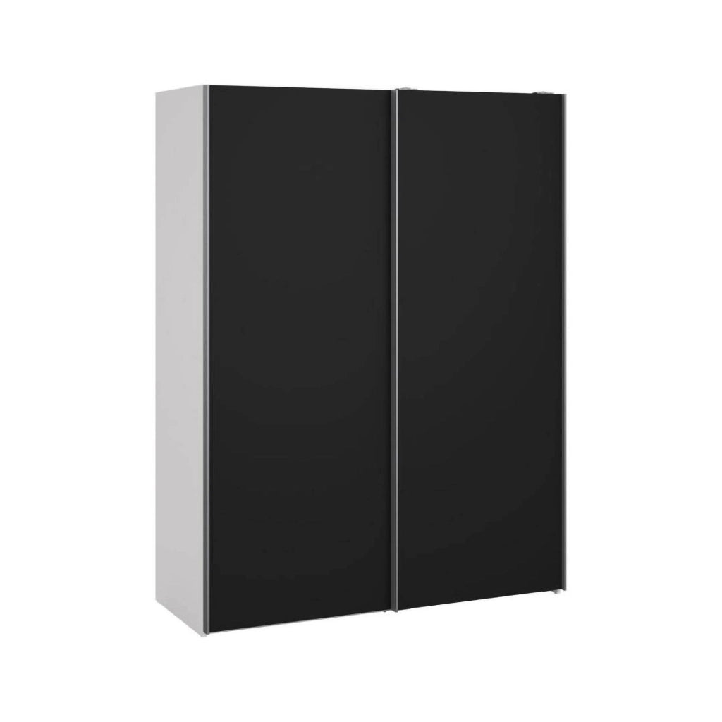 Guardaroba 2 ante Maurice, Mobile camera da letto, Cabina armadio portabiti, Armadio appendiabiti, 150x61 h200 cm, Bianco e Nero