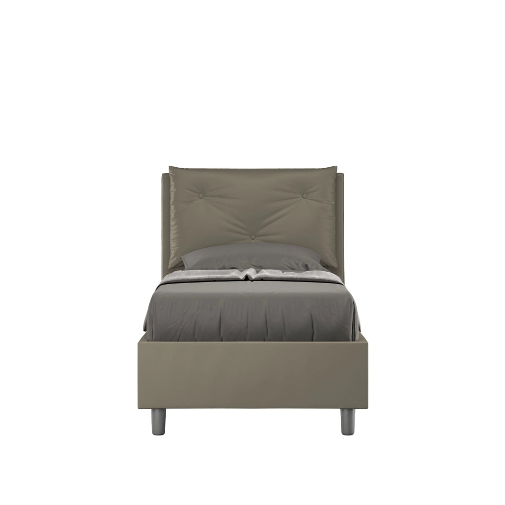 BS COM Letto singolo senza rete imbottito 80x190 similpelle cappuccino
