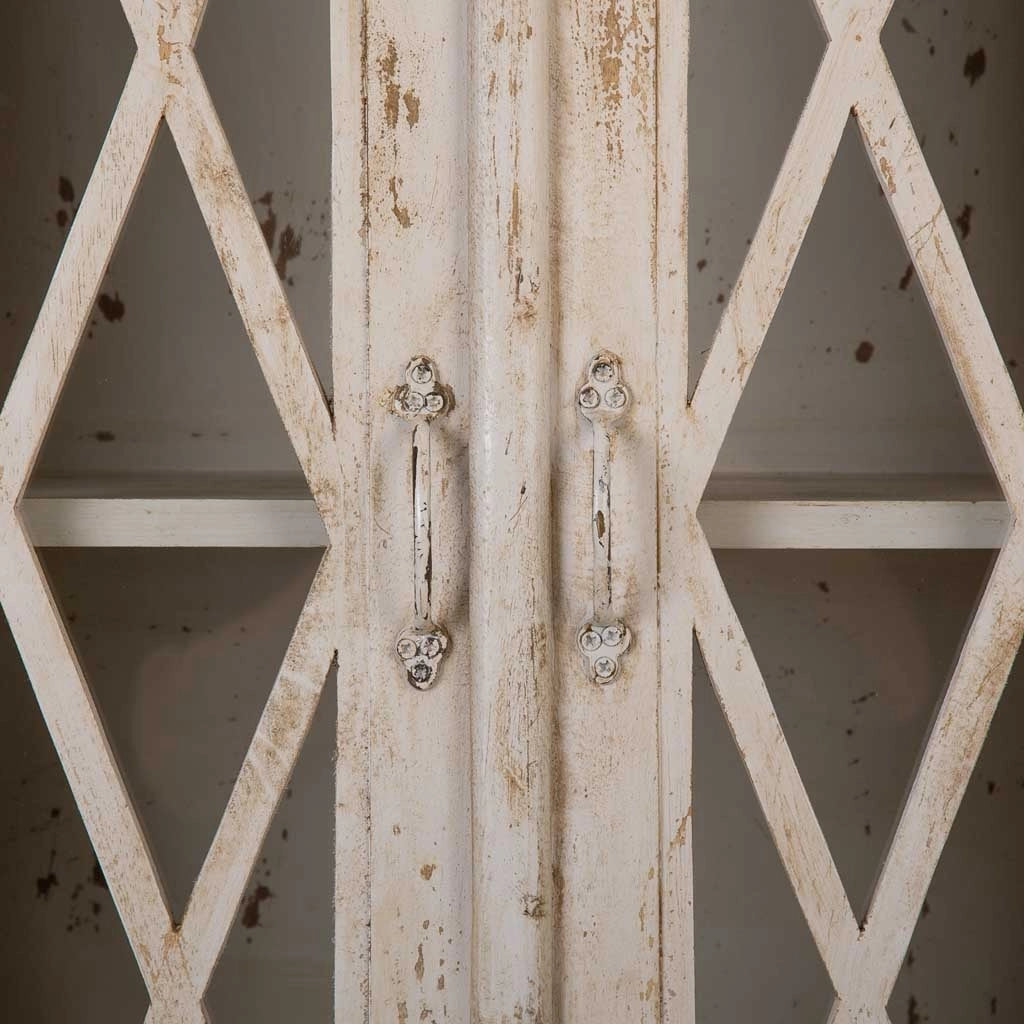 Vetrina in legno e vetro beige fatta a mano 90x40x183