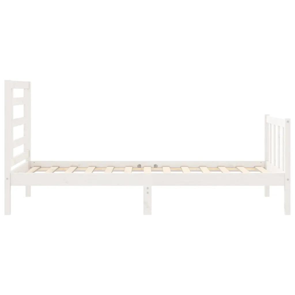 Giroletto con Testiera-Struttura Letto con testiera Bianco Single in Legno Massello 890725