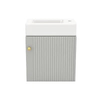Mobile da bagno con lavabo e mobiletto sottolavabosospeso e con spazio contenitore, 46x26x56 cm, Grigio e Bianco
