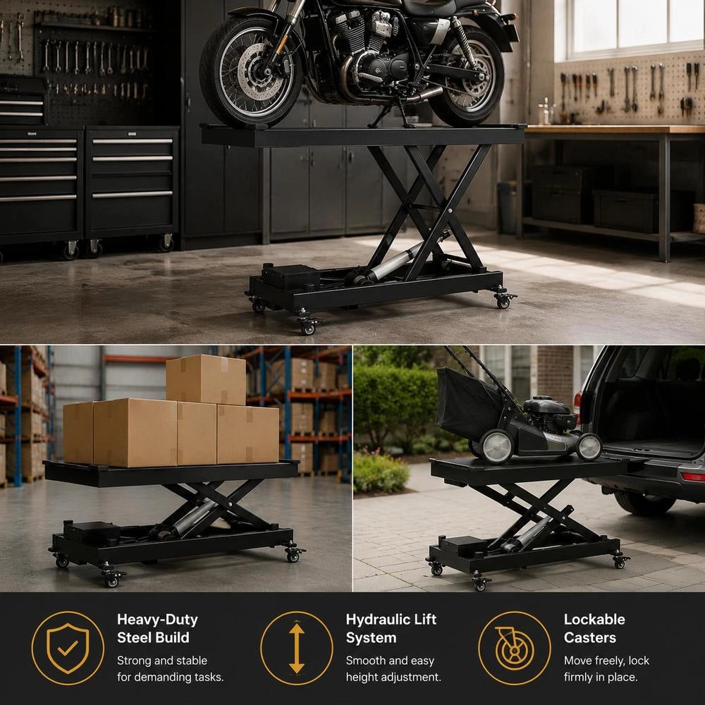 Electric Lifting Table 76x44 Cm, 150 Kg Load Capacity, Scissor Lift Table, 200 To 710 Mm Height-adjustable Lifting Platform, Coffee Table Lift With 4 Wheels, For Material Handling And Transport, Black