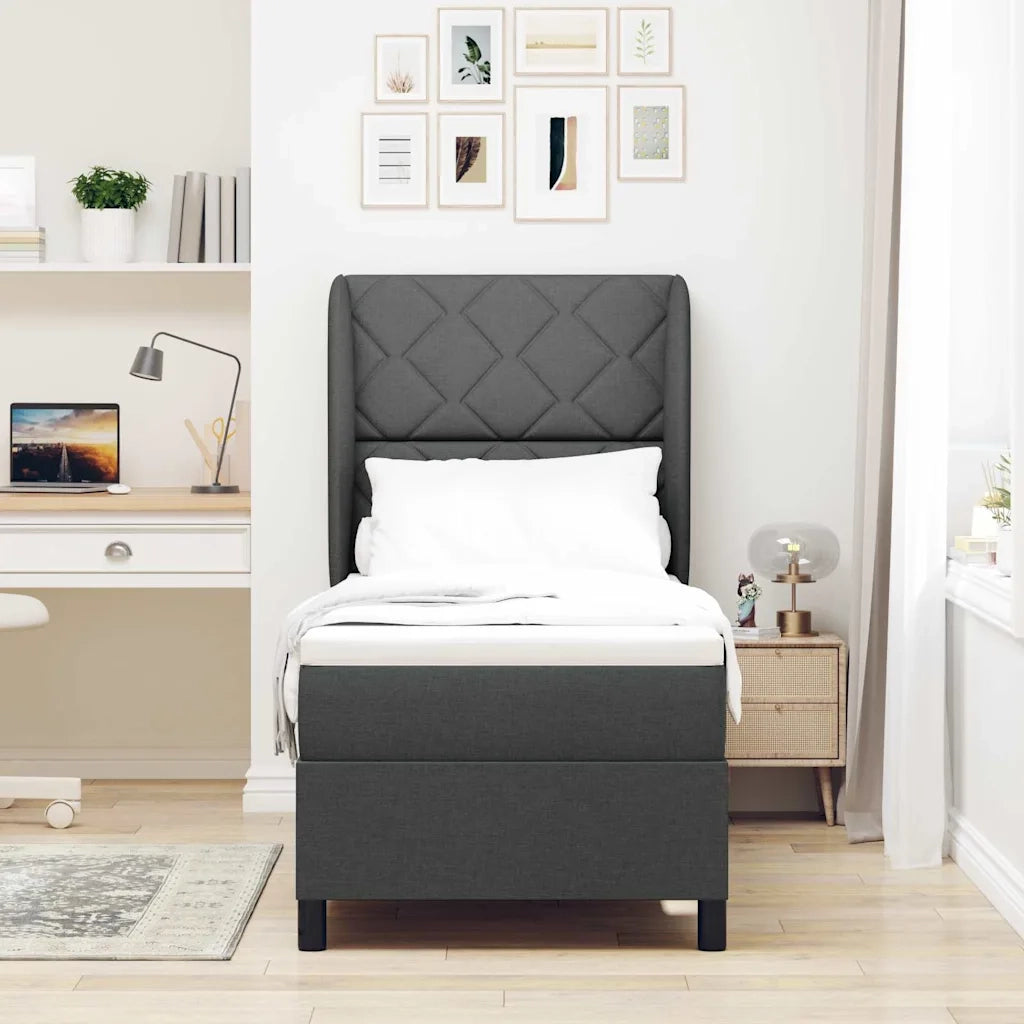 Letto a molle con materasso Grigio scuro 80 x 200 cm Tessuto 3340593