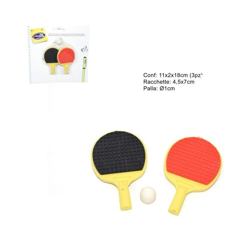 Trade Shop - Confezione Set Ping Pong Gomme Per Cancellare A Forma Di Racchette Scuola -