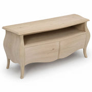 Porta tv  classico in legno bombato 2 cassetti grezzo l.141 p.45 h.62 (3267) - Mobili 2G