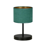 Lampada da tavolo Hilde in acciaio nero opaco e tessuto verde
