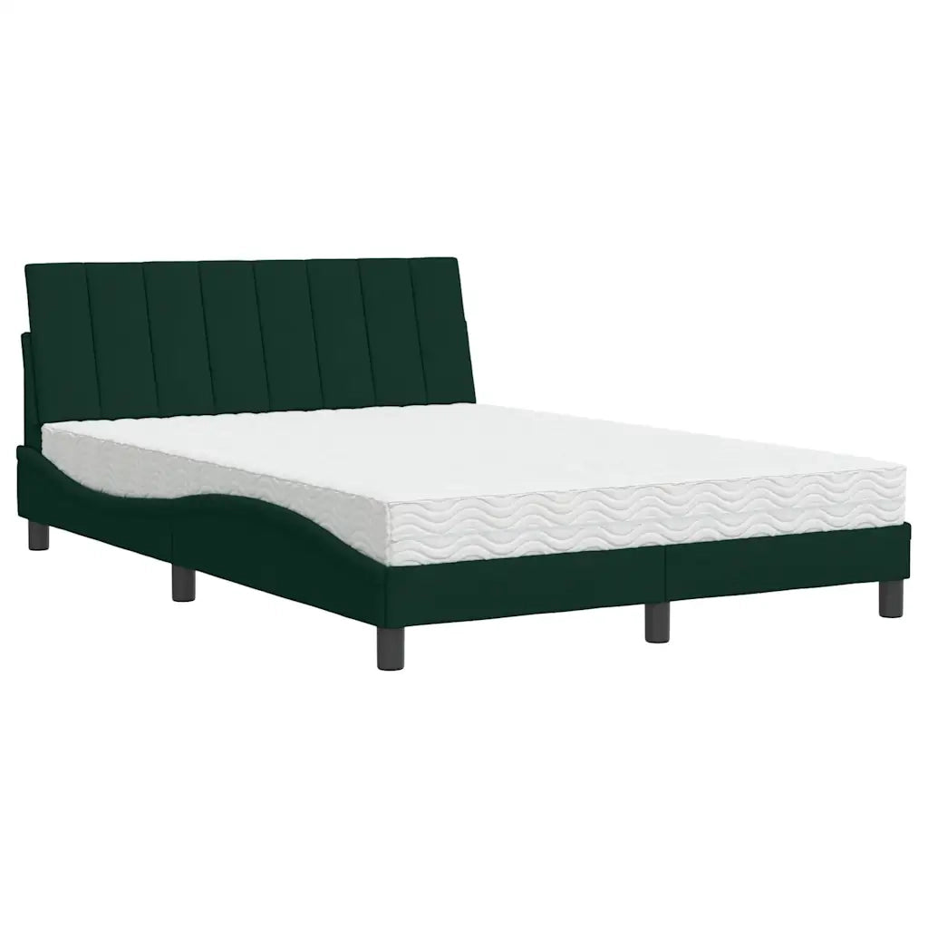Letto con Materasso Verde Scuro 120x200 cm in Velluto
