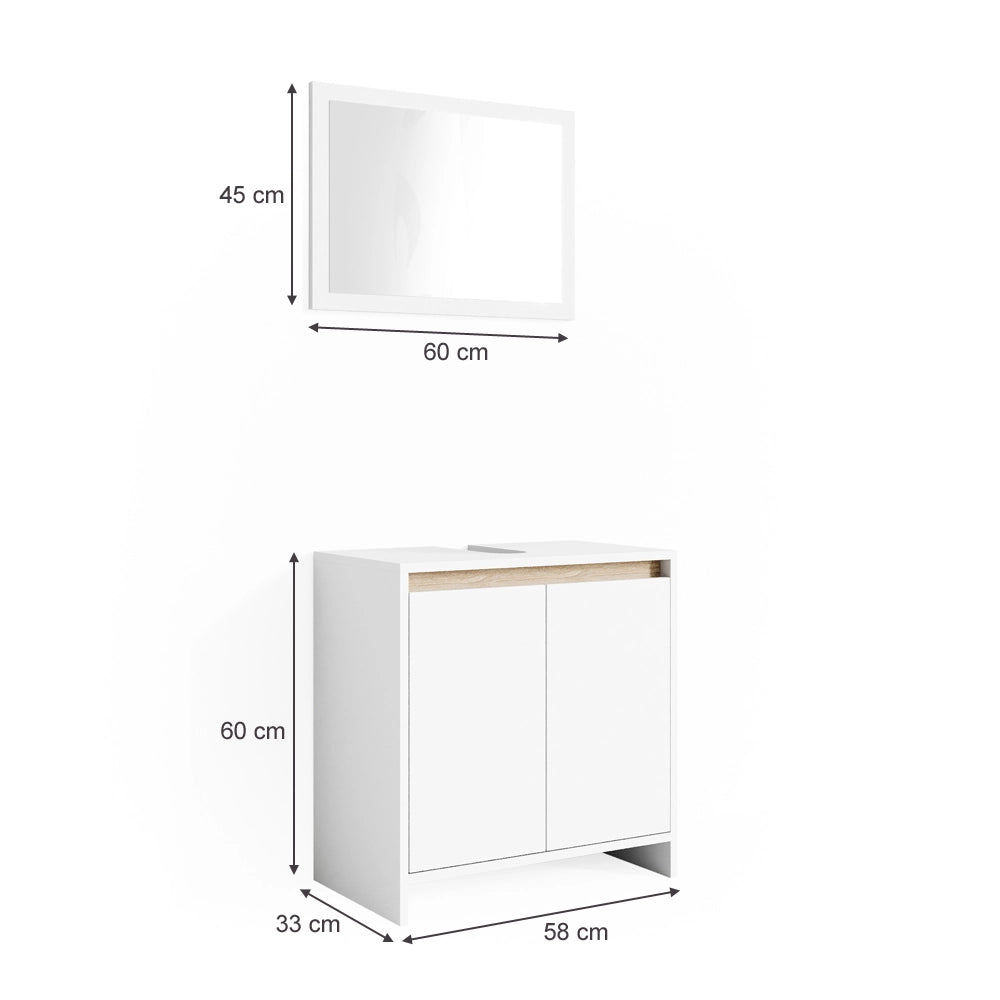 Vicco Set mobili bagno Bianco/Sonoma 2 parti