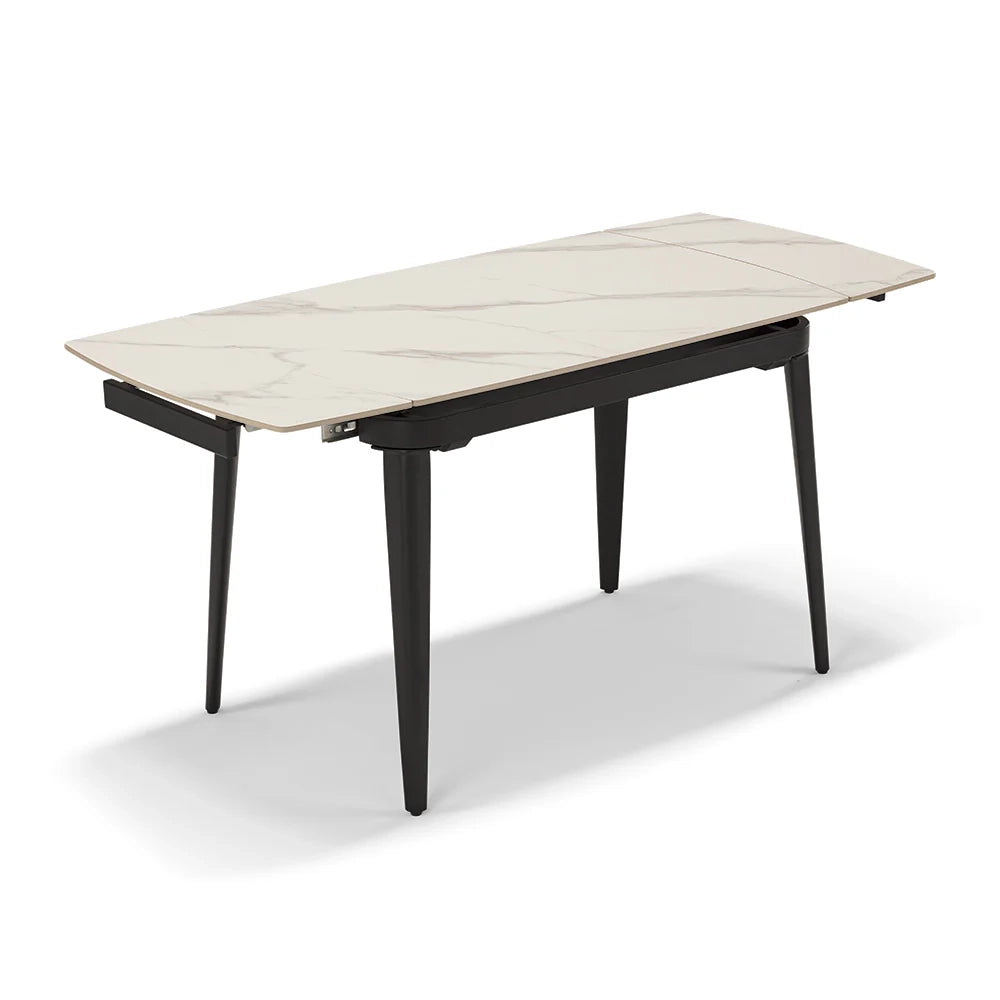 Tavolo da pranzo allungabile 110X72 Marmo di Carrara modello ZANTE fino a a 160 CM per sala da pranzo, cucina e soggiorno, design moderno con top in grès ceramico