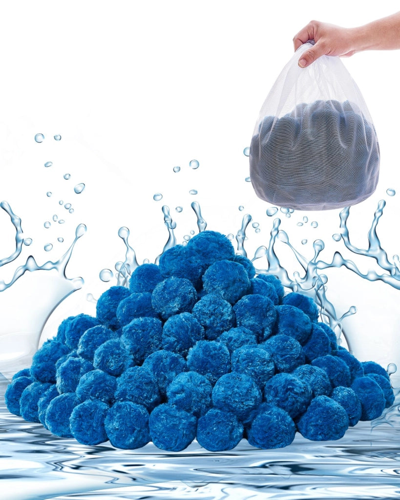 Palline filtranti per piscina modello F11, materiale filtrante in poliestere blu riutilizzabile per filtro a sabbia vasca e acquario, con sacchetto