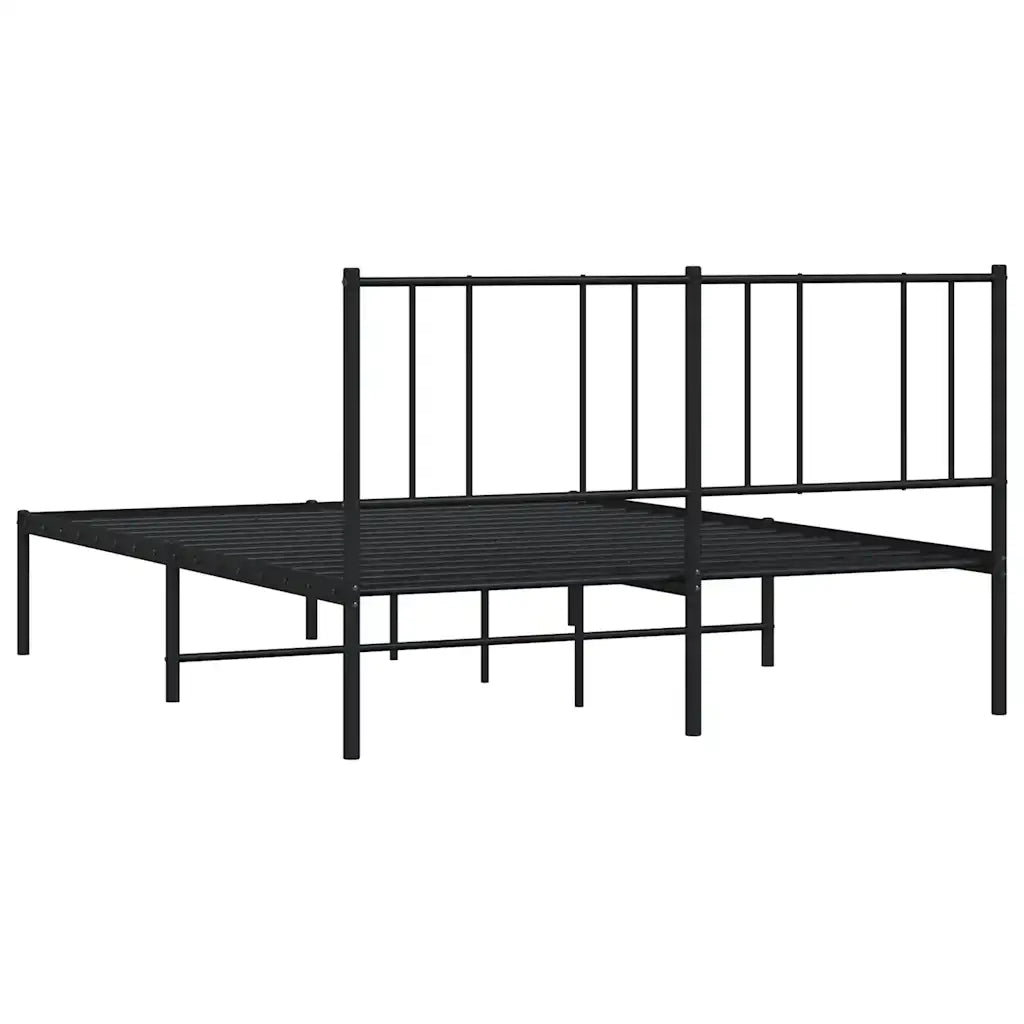 Letto matrimoniale | Letto per adulti | Giroletto con Testiera in Metallo Nero 150x200 cm