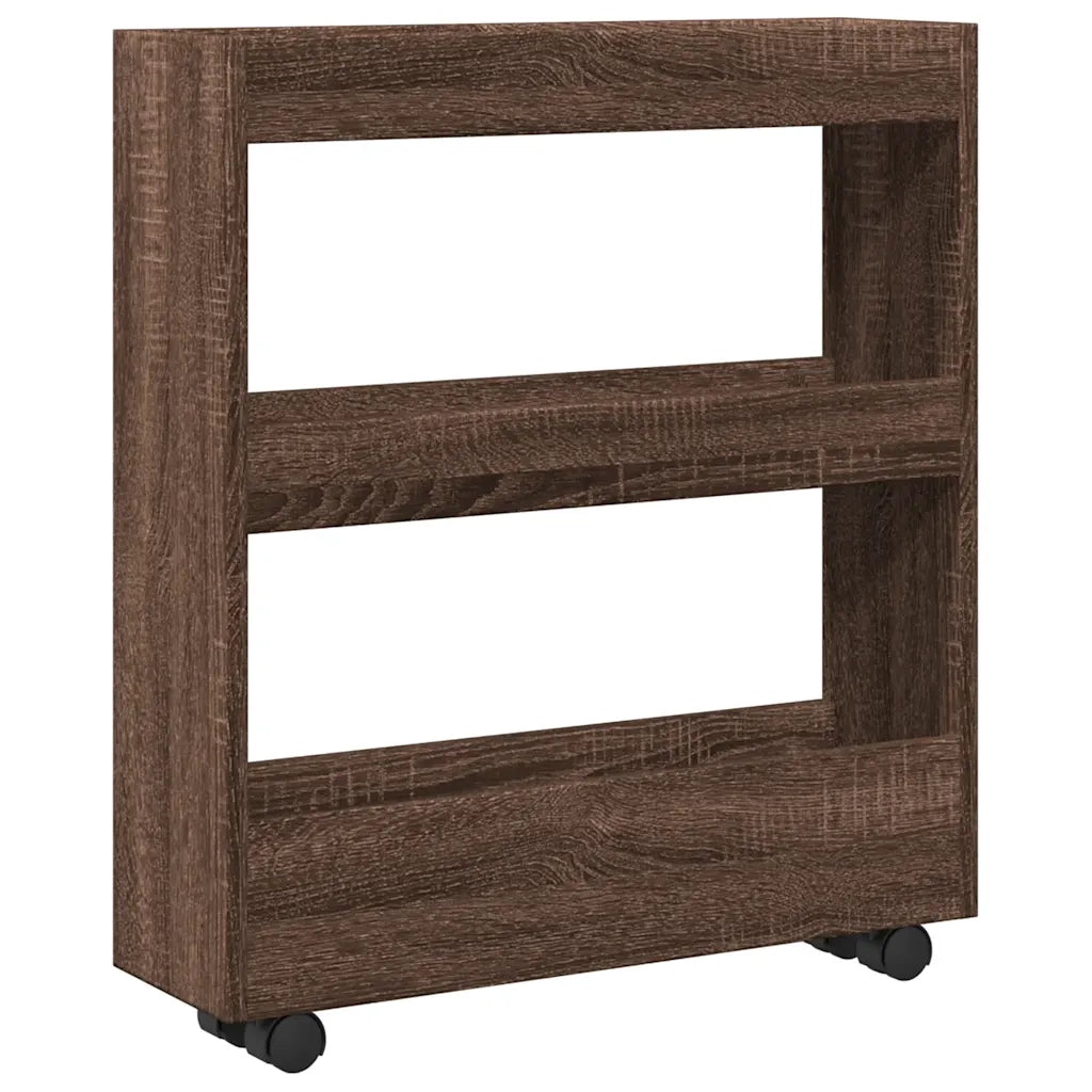 Carrello Stretto a 3 Livelli Rovere Marrone in Truciolato