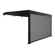 Pergola bioclimatica in alluminio addossata 4x3m + 1 tenda 4m , nero
