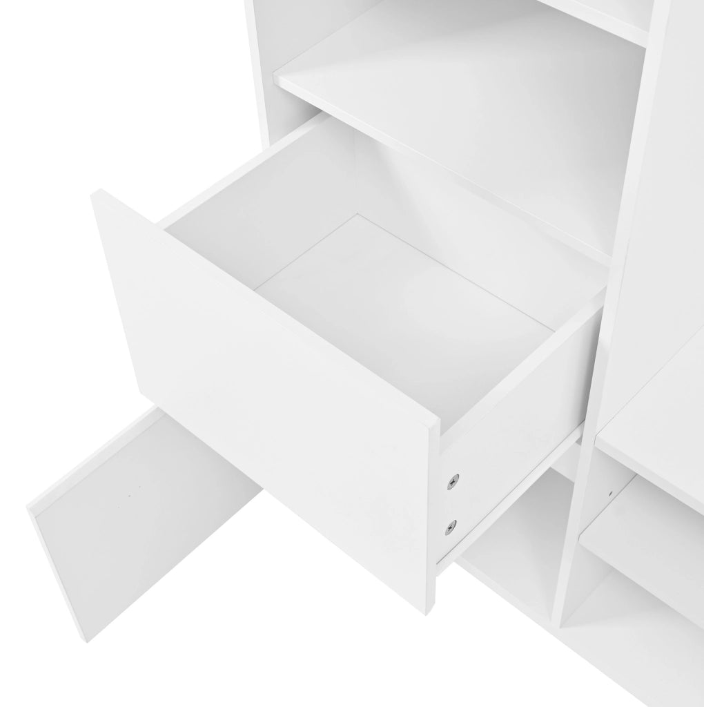 Mobile ingresso 5 in 1 con specchio; panca e scarpiera 90x34;5x190 cm; bianco in MDF