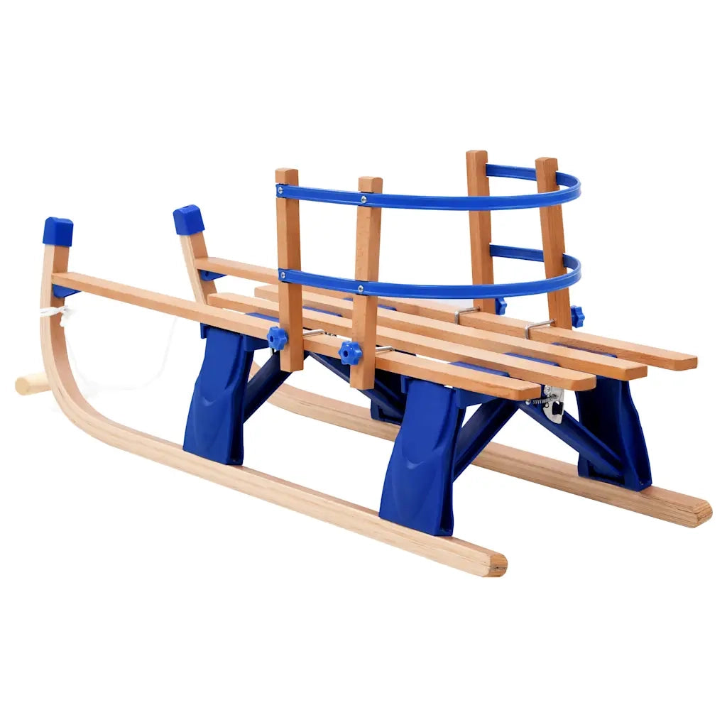 Slittino da Neve Pieghevole in Legno con Schienale 119 cm 91458