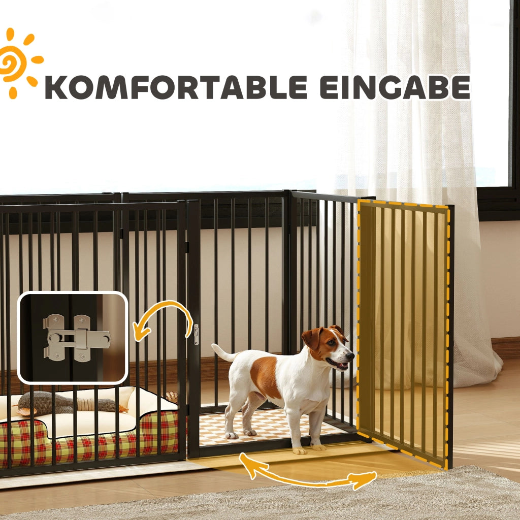 Recinto per cani con porta ¨C Zephmum ¨C 6 pannelli pieghevole in metallo nero