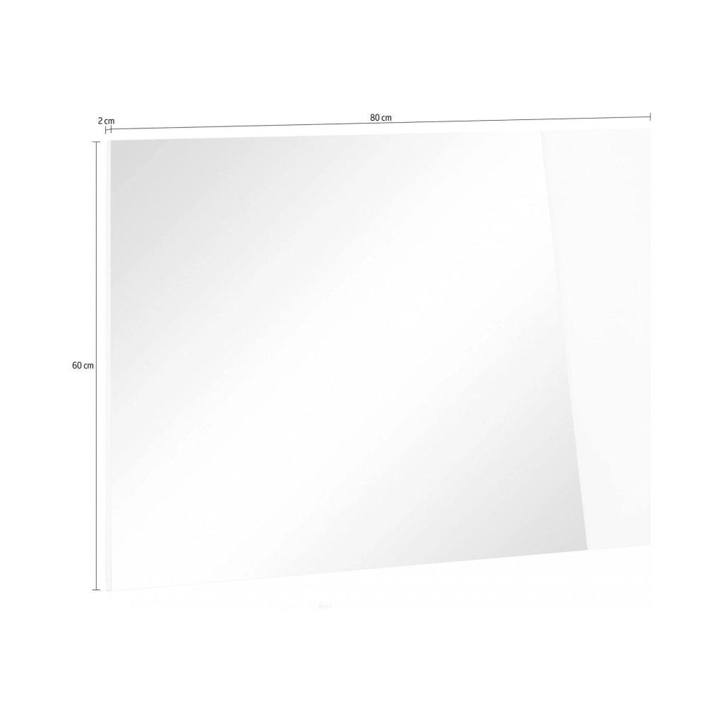 Specchiera da parete Deanna, Made in Italy, Specchio da bagno, cm 80x2h60, Bianco lucido