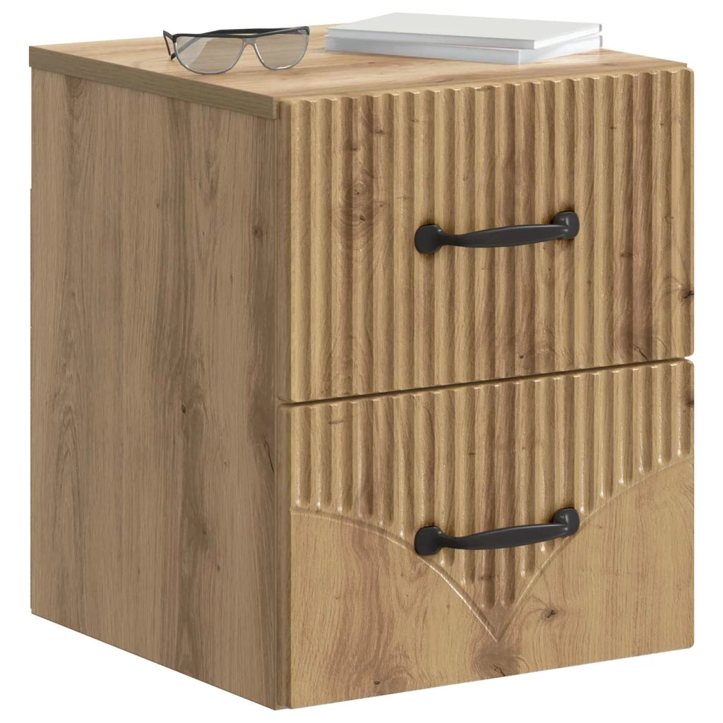 Mobiletto da notte a muro con cassetto 2 pcs Rovere Artigianale 898994