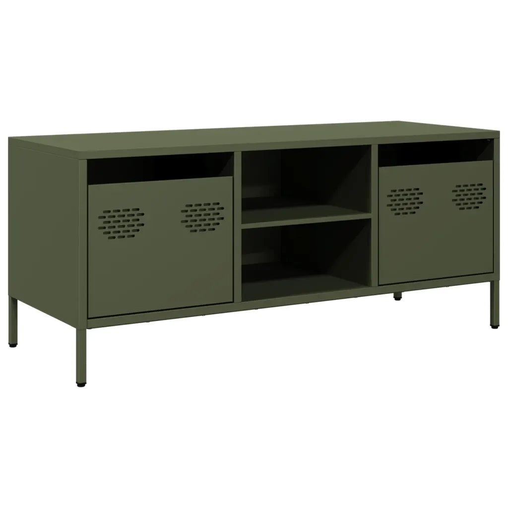 vidaXL Mobile TV Verde Oliva 101,5x39x43,5cm Acciaio Laminato a Freddo