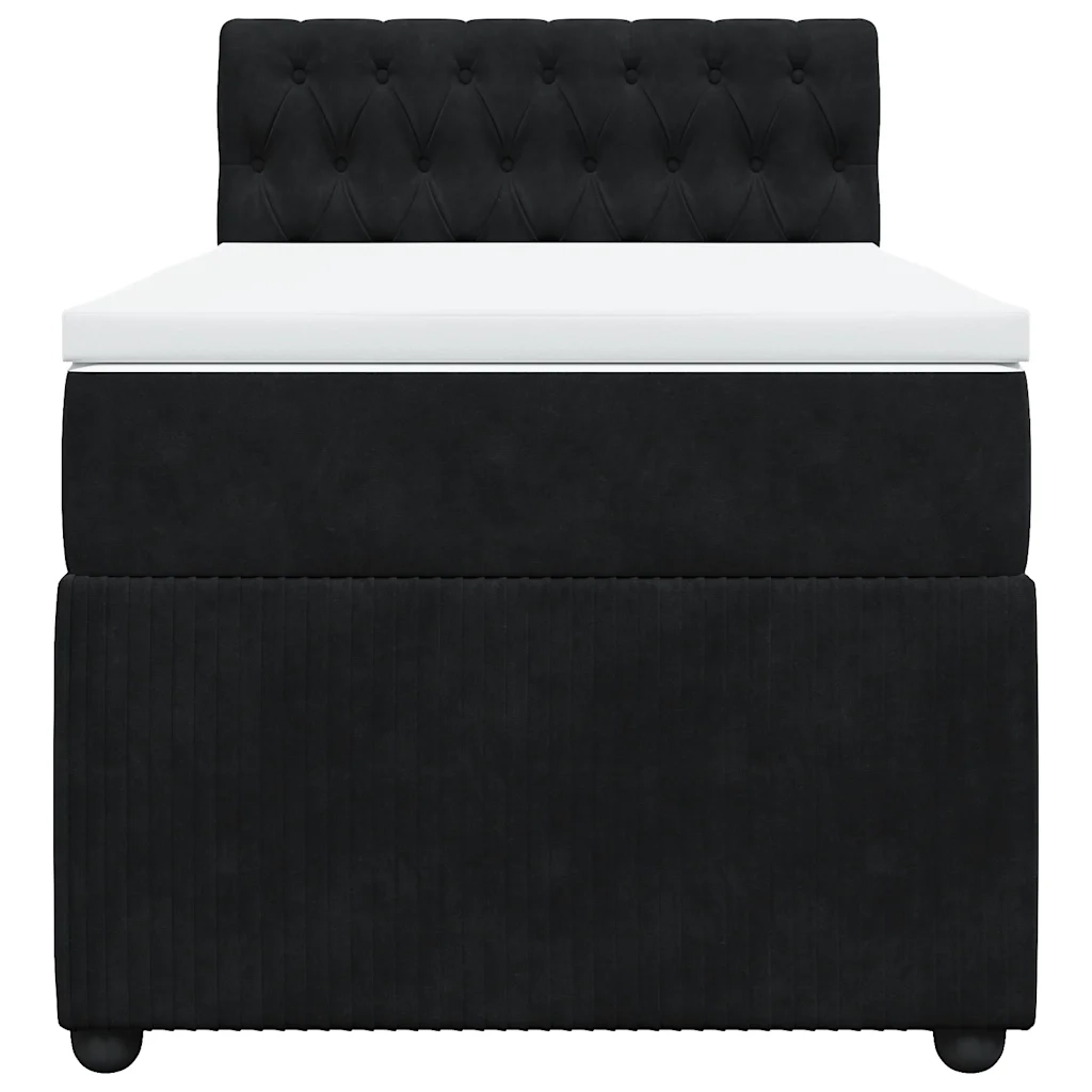 Giroletto a Molle con Materasso Nero 90x190 cm in Velluto