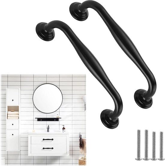 Maniglie a griffe per cassetta - 12 maniglie a griffe per cucina e camera da letto - 96 mm di distanza tra le gambe - nero