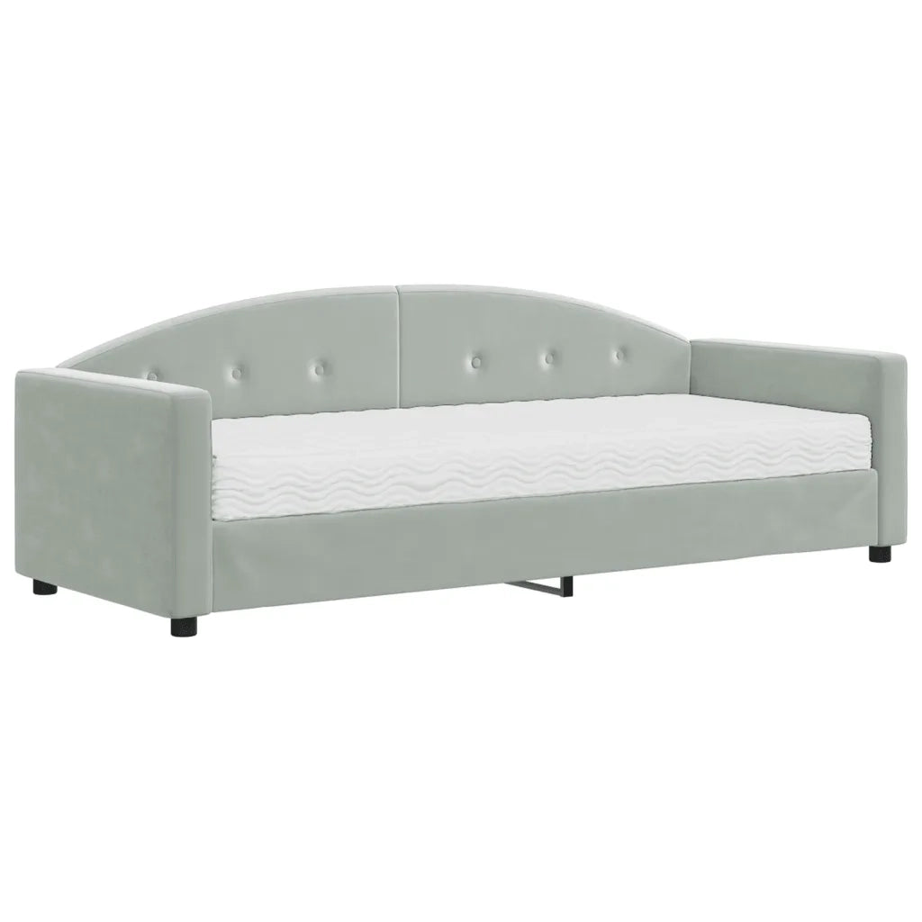 Divano letto | Sof¨¤ letto | Letto singolo con Materasso Grigio Chiaro 80x200 cm in Velluto