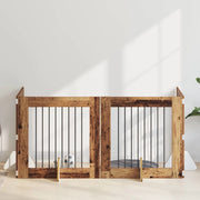 Cancello per cani con supporti 4 pcs Legno antico 80 x 80 cm 892083